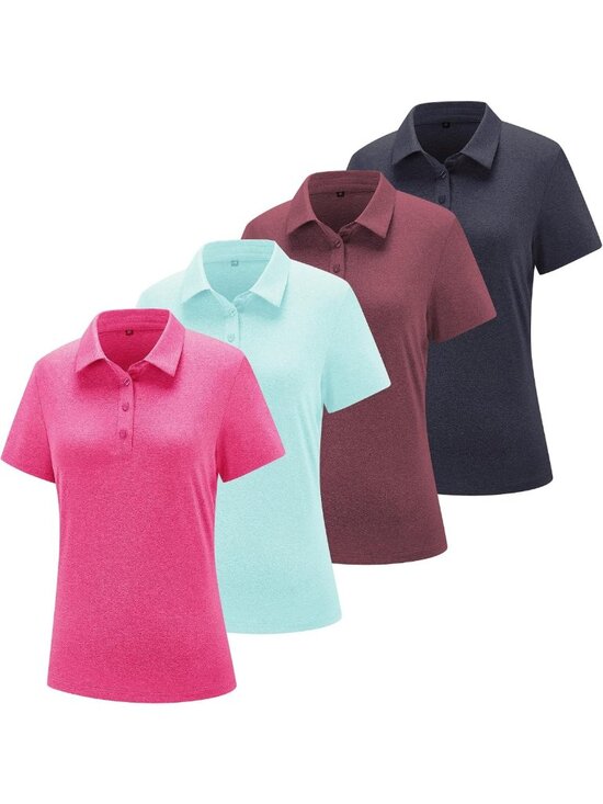 Tops - Stylish Women's Golf Polo Shirts - Short Sleeve, Perfect for Sports & Casual